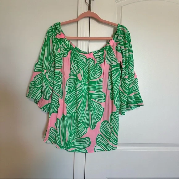 Lilly Pulitzer Green and Pink Blouse - Picture 1 of 3